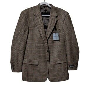 Evan Picone wool cashmere multicolor houndstooth men's sports coat size 44L